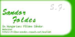 sandor foldes business card